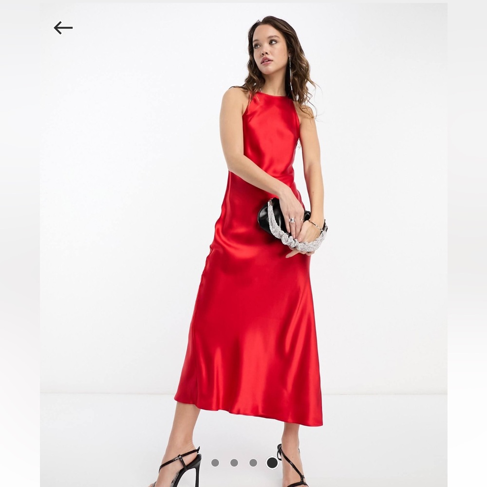 & Other Stories bias cut satin midi dress in red